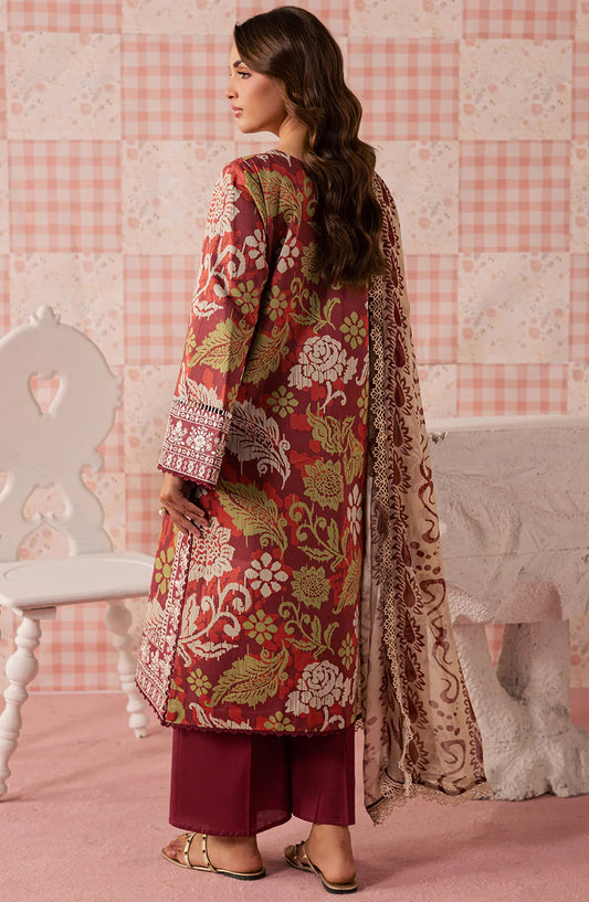 Jahaan by Mahnur Embroidered Lawn Unstitched 3 Piece Suit - MJ-05 - MH26JHN - Red - Summer Collection
