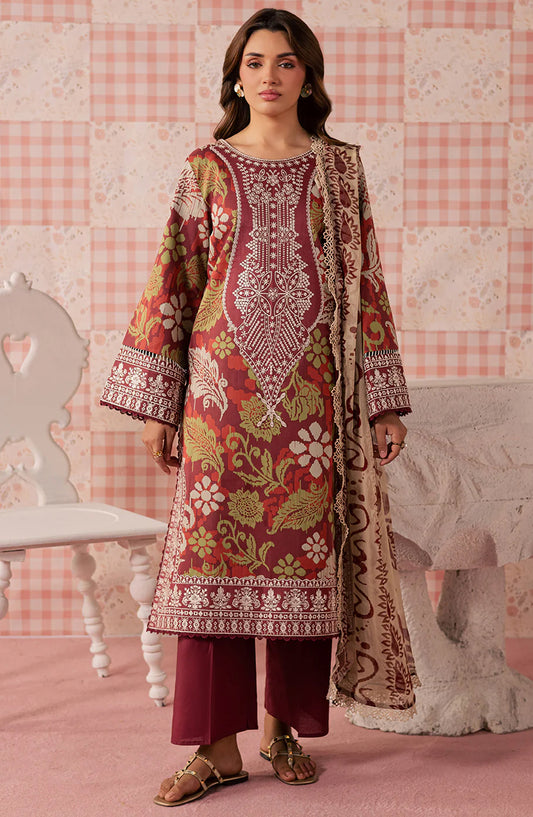 Jahaan by Mahnur Embroidered Lawn Unstitched 3 Piece Suit - MJ-05 - MH26JHN - Red - Summer Collection
