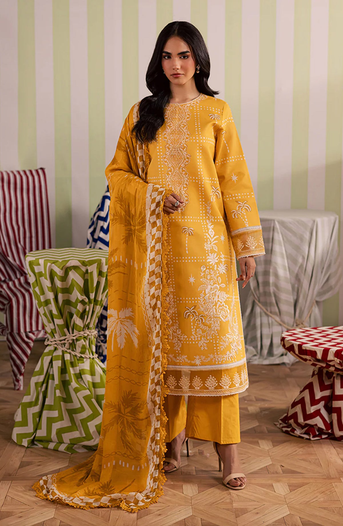 Jahaan by Mahnur Embroidered Lawn Unstitched 3 Piece Suit - MJ-03 - MH26JHN - Yellow - Summer Collection