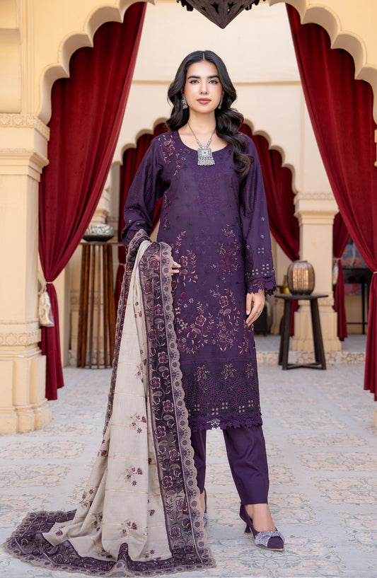 Jahan by Riaz Arts Embroidered Lawn Unstitched 3 Piece Suit - D-08 - RA26JHN - Purple - Summer Collection