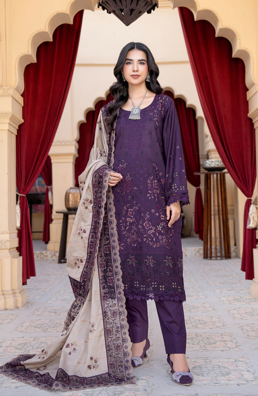 Jahan by Riaz Arts Embroidered Lawn Unstitched 3 Piece Suit - D-08 - RA26JHN - Purple - Summer Collection