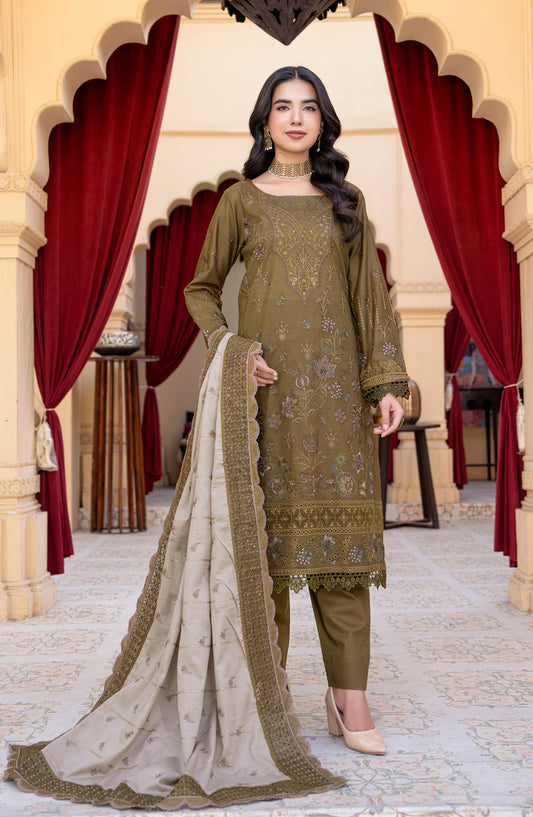 Jahan by Riaz Arts Embroidered Lawn Unstitched 3 Piece Suit - D-07 - RA26JHN - Green - Summer Collection