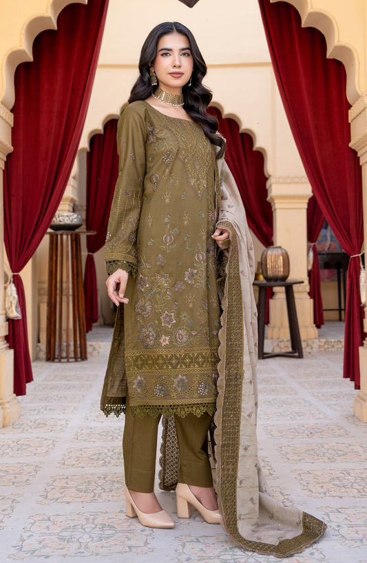 Jahan by Riaz Arts Embroidered Lawn Unstitched 3 Piece Suit - D-07 - RA26JHN - Green - Summer Collection