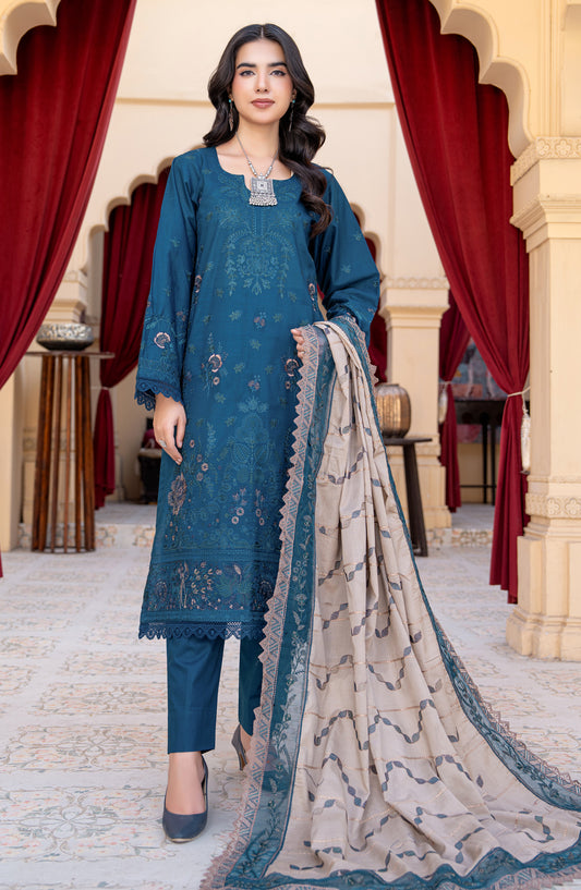 Jahan by Riaz Arts Embroidered Lawn Unstitched 3 Piece Suit - D-06 - RA26JHN - Blue - Summer Collection
