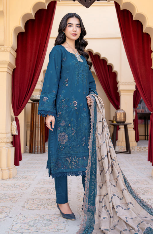 Jahan by Riaz Arts Embroidered Lawn Unstitched 3 Piece Suit - D-06 - RA26JHN - Blue - Summer Collection