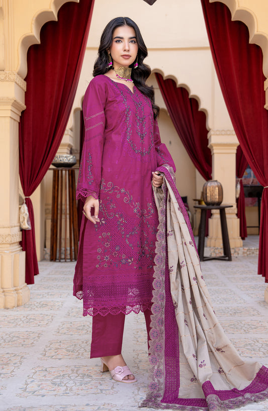 Jahan by Riaz Arts Embroidered Lawn Unstitched 3 Piece Suit - D-05 - RA26JHN - Purple - Summer Collection