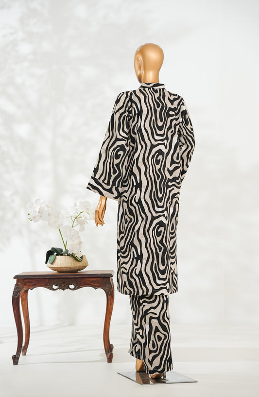 Janaan by Amna Khadija Printed Premium Linen Stitched 2 Piece Set - JDL-05 - AM25JNDL - Black - Casual Collection