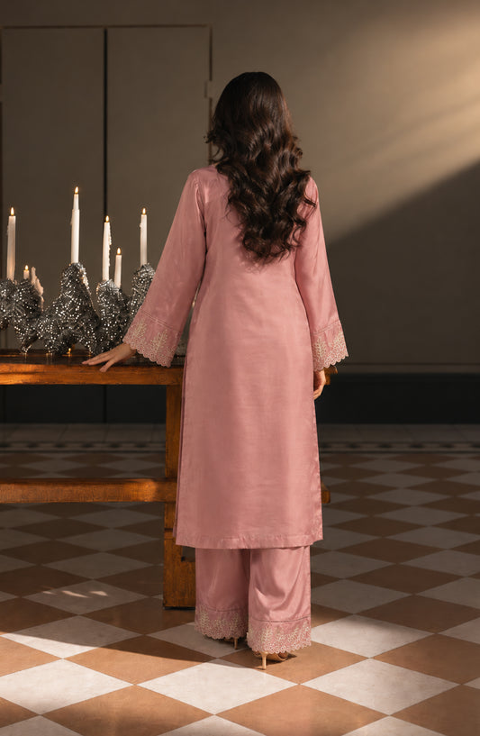 Jannah Noe by Amna Khadija Embroidered Silk Stitched 2 Piece Co-ord Set - JNLS-24 - AM26OEN - Pink - Summer Collection