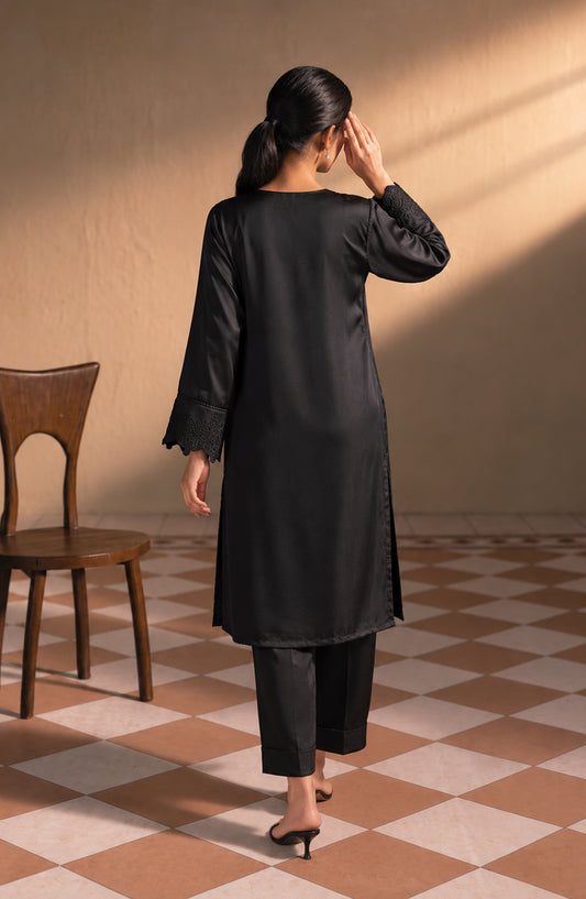 Jannah Noe by Amna Khadija Embroidered Silk Stitched 2 Piece Co-ord Set - JNLS-27 - AM26OEN - Black - Summer Collection