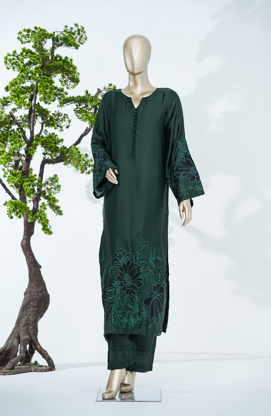 Jannah Noe by Amna Khadija Embroidered Shamooz Silk Stitched 2 Piece Suit - JNLS-03 - AM26JNLS - Green - Festive Collection