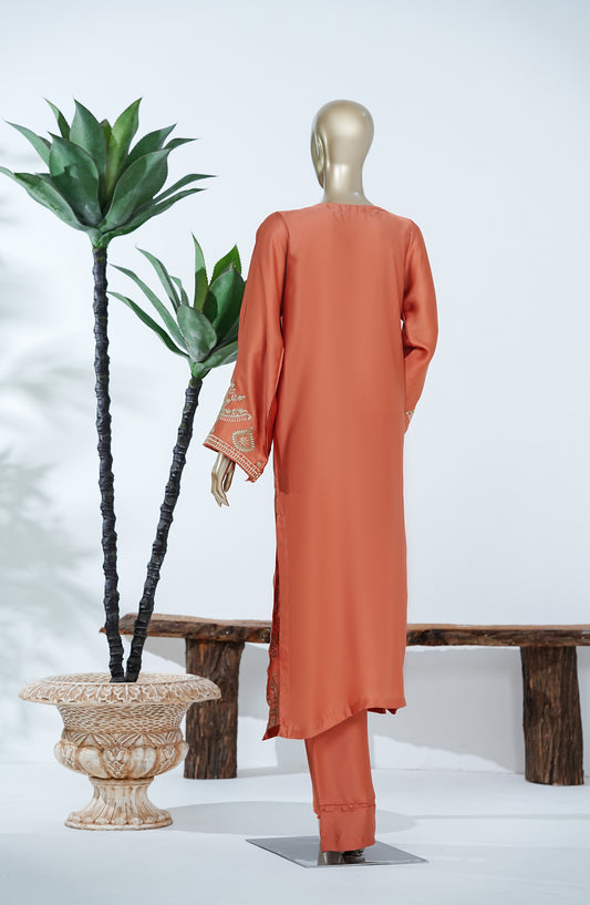 Jannah Noe by Amna Khadija Embroidered Shamooz Silk Stitched 2 Piece Suit - JNLS-04 - AM26JNLS - Peach - Festive Collection