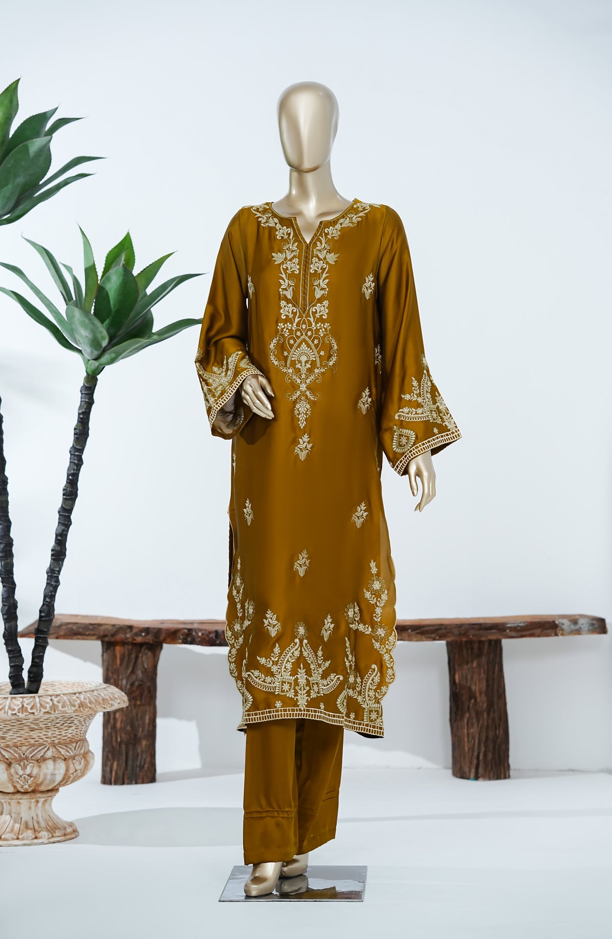 Jannah Noe by Amna Khadija Embroidered Shamooz Silk Stitched 2 Piece Suit - JNLS-06 - AM26JNLS - Dhani - Festive Collection