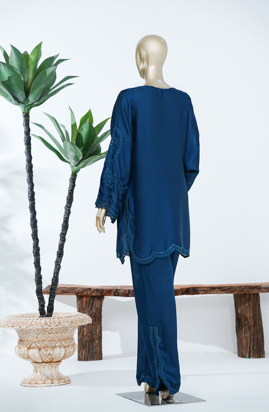 Jannah Noe by Amna Khadija Embroidered Shamooz Silk Stitched 2 Piece Suit - JNLS-08 - AM26JNLS - Blue - Festive Collection