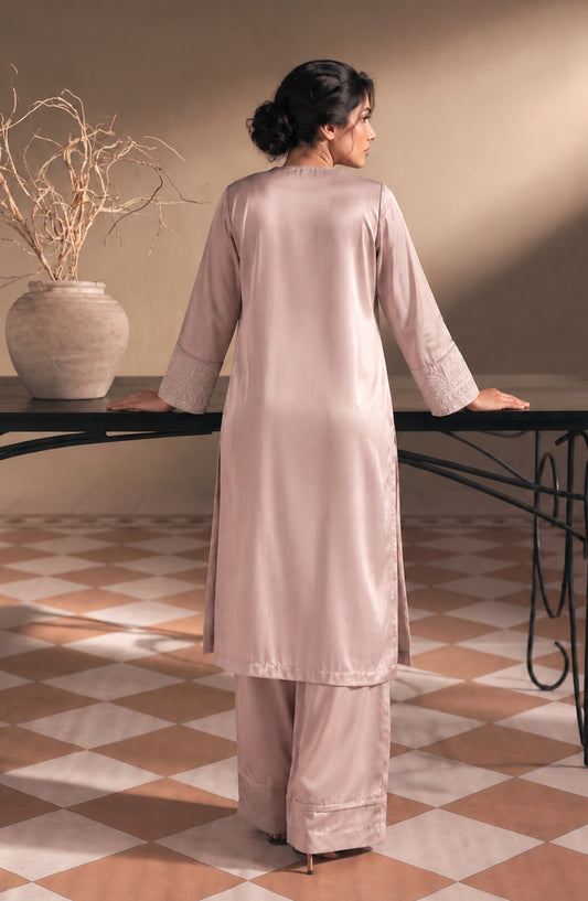 Jannah Noe by Amna Khadija Embroidered Silk Stitched 2 Piece Co-ord Set - JNLS-30 - AM26OEN - Pink - Summer Collection