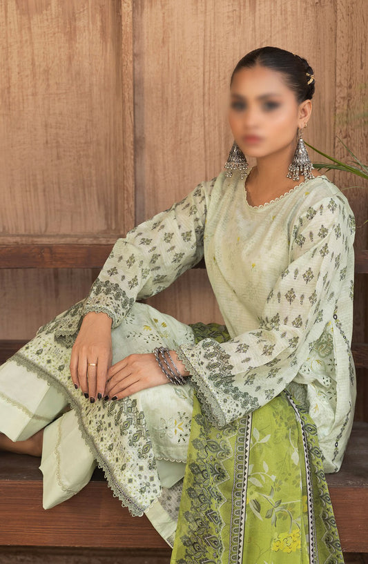Jasmine Embroidered Lawn Unstitched 3 Piece Suit - Design-10 - AK25JSM13 - Green - Summer Collection