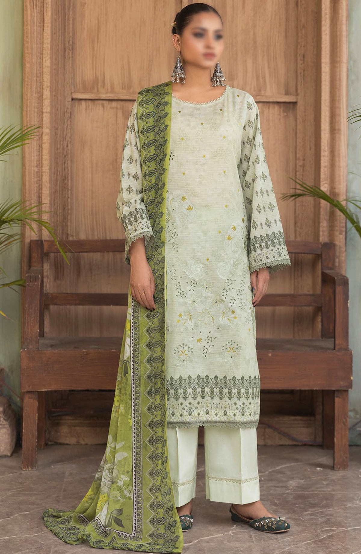 Jasmine Embroidered Lawn Unstitched 3 Piece Suit - Design-10 - AK25JSM13 - Green - Summer Collection