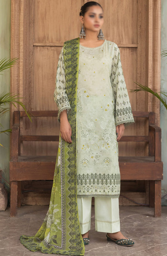 Jasmine Embroidered Lawn Unstitched 3 Piece Suit - Design-10 - AK25JSM13 - Green - Summer Collection