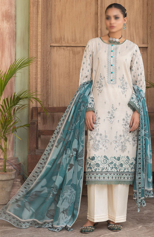 Jasmine Embroidered Lawn Unstitched 3 Piece Suit - Design-09 - AK25JSM13 - Cream - Summer Collection
