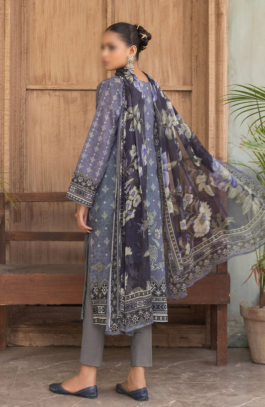 Jasmine Embroidered Lawn Unstitched 3 Piece Suit - Design-07 - AK25JSM13 - Blue - Summer Collection