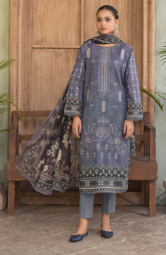 Jasmine Embroidered Lawn Unstitched 3 Piece Suit - Design-07 - AK25JSM13 - Blue - Summer Collection