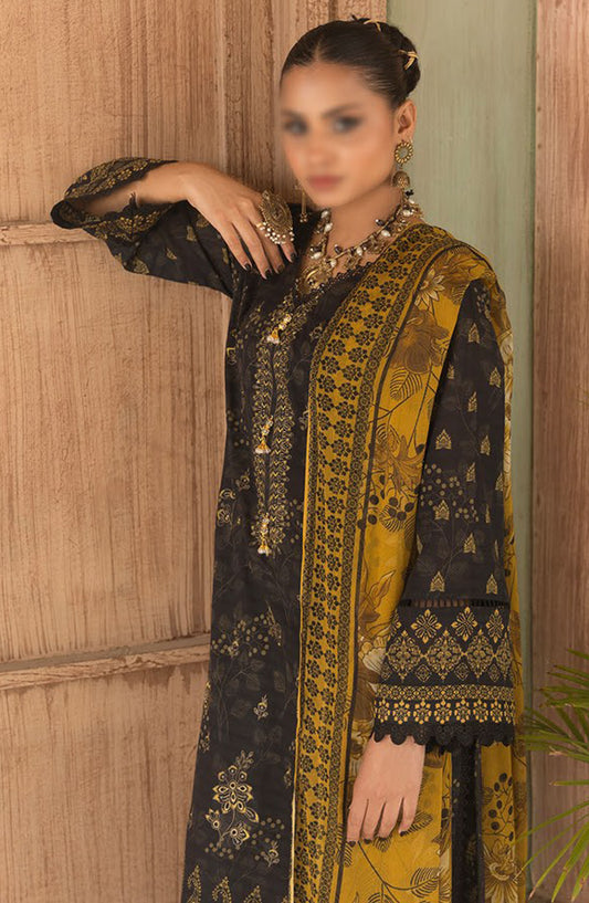 Jasmine Embroidered Lawn Unstitched 3 Piece Suit - Design-06 - AK25JSM13 - Black - Summer Collection