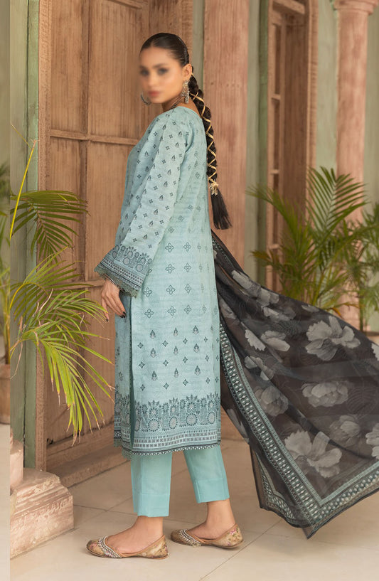Jasmine Embroidered Lawn Unstitched 3 Piece Suit - Design-04 - AK25JSM13 - Blue - Summer Collection