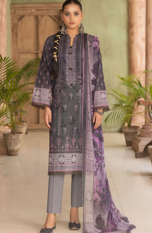 Jasmine Embroidered Lawn Unstitched 3 Piece Suit - Design-03 - AK25JSM13 - Purple - Summer Collection