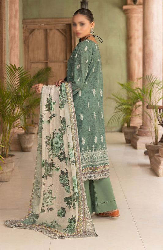 Jasmine Embroidered Lawn Unstitched 3 Piece Suit - Design-02 - AK25JSM13 - Green - Summer Collection
