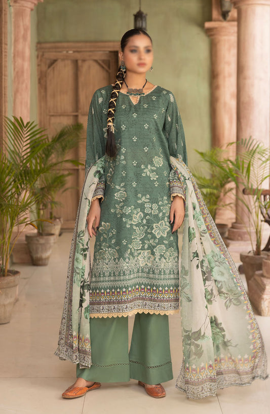 Jasmine Embroidered Lawn Unstitched 3 Piece Suit - Design-02 - AK25JSM13 - Green - Summer Collection