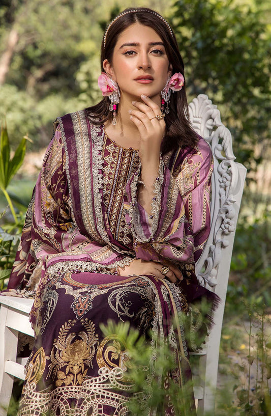 Jasmine by Adans Libas Embroidered Lawn Unstitched 3 Piece Suit - D-2366 - ADL25JS - Purple - Summer Collection