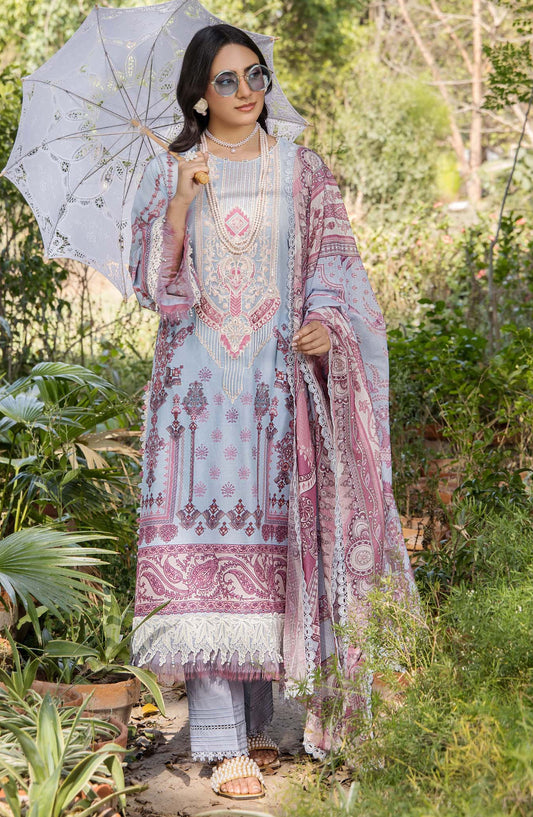 Jasmine by Adans Libas Embroidered Lawn Unstitched 3 Piece Suit - D-2365 - ADL25JS - Blue - Summer Collection