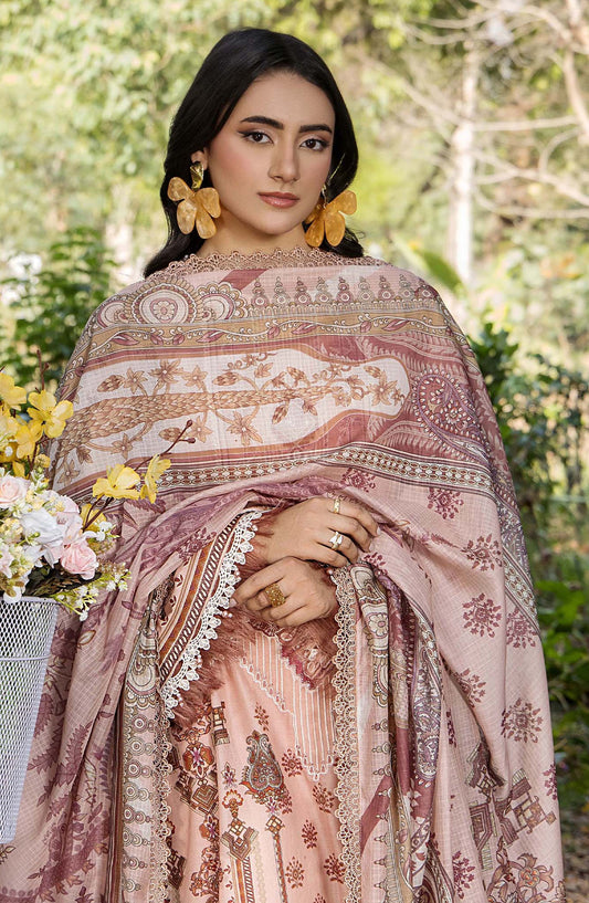 Jasmine by Adans Libas Embroidered Lawn Unstitched 3 Piece Suit - D-2363 - ADL25JS - Peach - Summer Collection