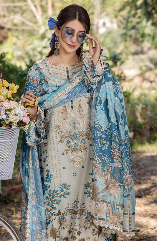 Jasmine by Adans Libas Embroidered Lawn Unstitched 3 Piece Suit - D-2362 - ADL25JS - Grey - Summer Collection