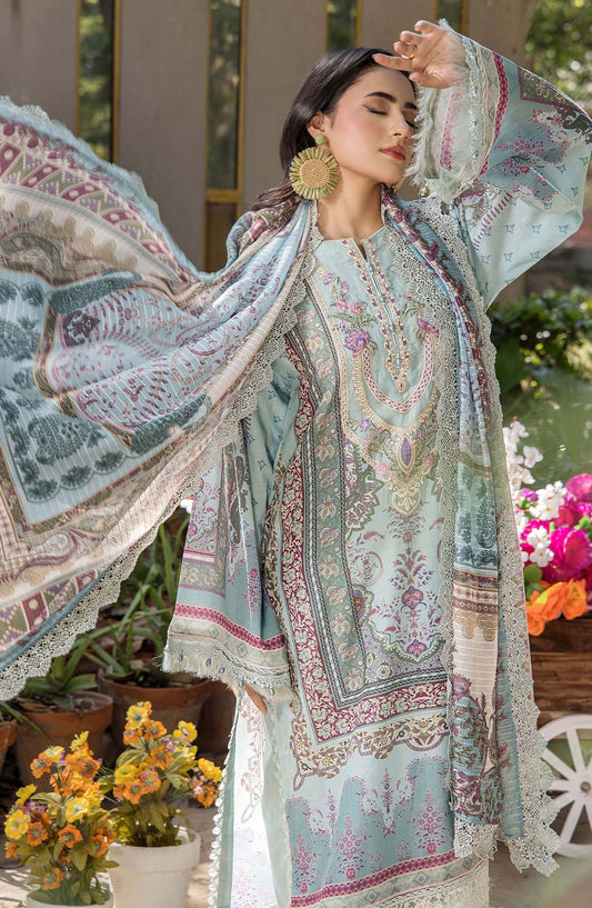 Jasmine by Adans Libas Embroidered Lawn Unstitched 3 Piece Suit - D-2361 - ADL25JS - Blue - Summer Collection