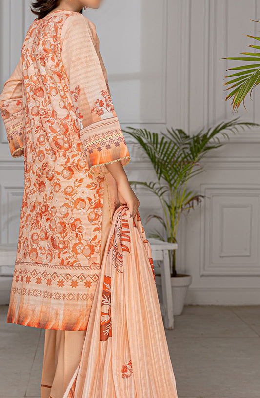 Jasmine Embroidered Lawn Unstitched 3 Piece Suit - Design-09 - AK25JS10 - Orange - Summer Collection