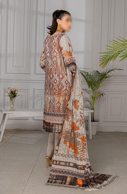 Jasmine Embroidered Lawn Unstitched 3 Piece Suit - Design-08 - AK25JS10 - Grey - Summer Collection