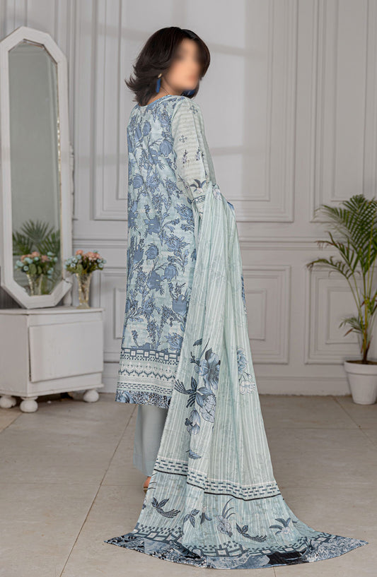 Jasmine Embroidered Lawn Unstitched 3 Piece Suit - Design-01 - AK25JS10 - Blue - Summer Collection