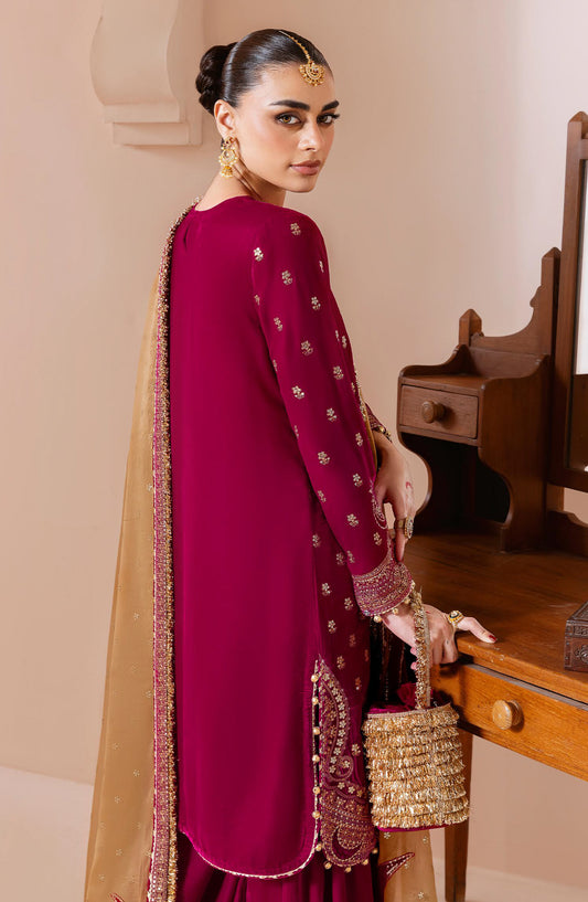 Jazmin Chandani Luxury Embroidered Velvet Unstitched 3 Piece Suit - CVF D-11 - JZ25CHN - Pink - Formals Collection