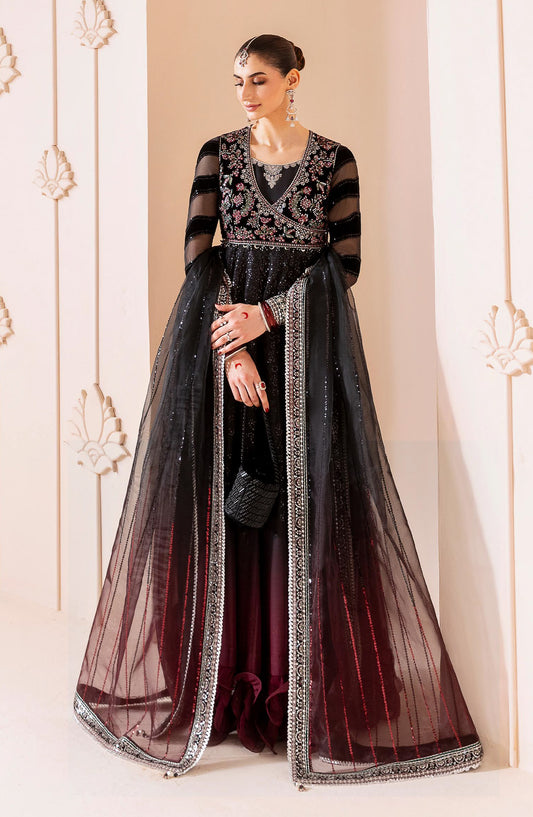 Jazmin Chandani Luxury Embroidered Velvet Unstitched 3 Piece Suit - CVF D-10 - JZ25CHN - Black - Formals Collection