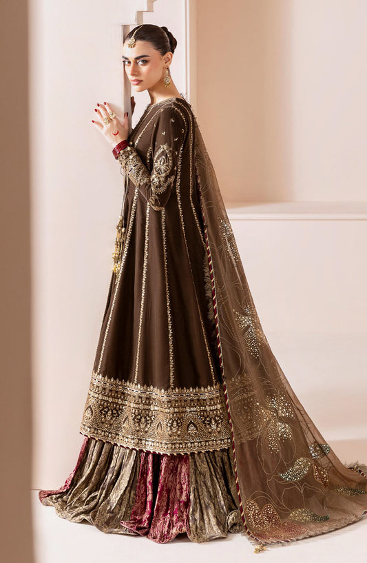 Jazmin Chandani Luxury Embroidered Velvet Unstitched 3 Piece Suit - CVF D-04 - JZ25CHN - Brown - Formals Collection