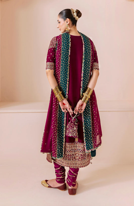 Jazmin Chandani Luxury Embroidered Velvet Unstitched 3 Piece Suit - CVF D-02 - JZ25CHN - Pink - Formals Collection