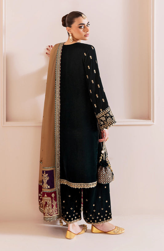 Jazmin Chandani Luxury Embroidered Velvet Unstitched 3 Piece Suit - CVF D-01 - JZ25CHN - Green - Formals Collection