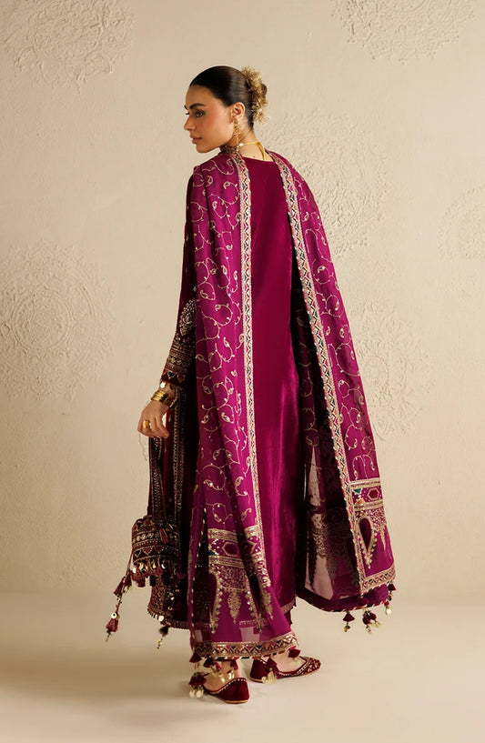Jazmin Chandni Embroidered Velvet Unstitched 3 Piece Suit - D12 - JZ26CD - Pink - Winter Collection