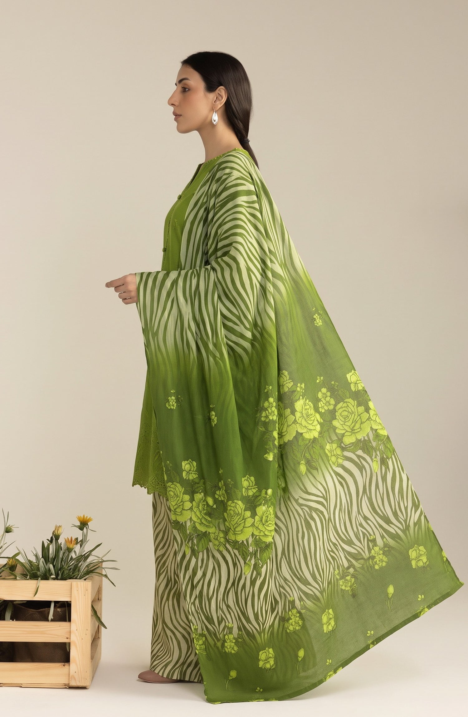 Jeem by Al Karim Chikankari Khaddar Unstitched 3 Piece Suit - D-02 - AK26KJ - Green - Winter Collection