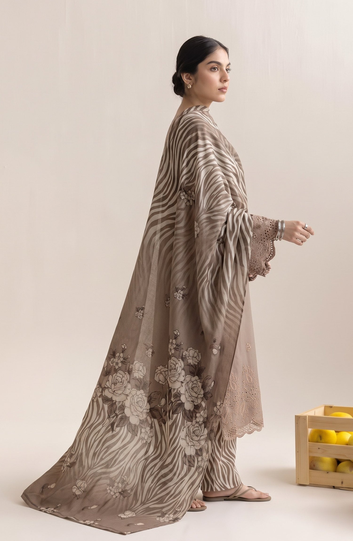 Jeem by Al Karim Chikankari Khaddar Unstitched 3 Piece Suit - D-08 - AK26KJ - Beige - Winter Collection