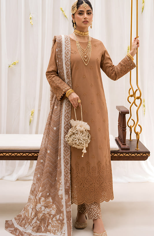 Jeem by Al Karim Chikankari Lawn Unstitched 3 Piece Suit - D-01 - AK26TWJ - Brown - Summer Collection