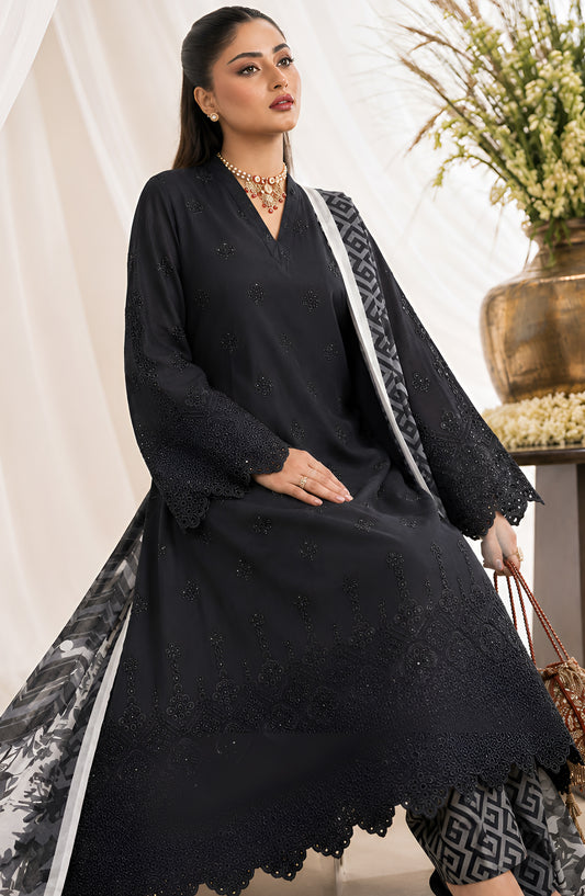 Jeem by Al Karim Chikankari Lawn Unstitched 3 Piece Suit - D-02 - AK26TWJ - Black - Summer Collection