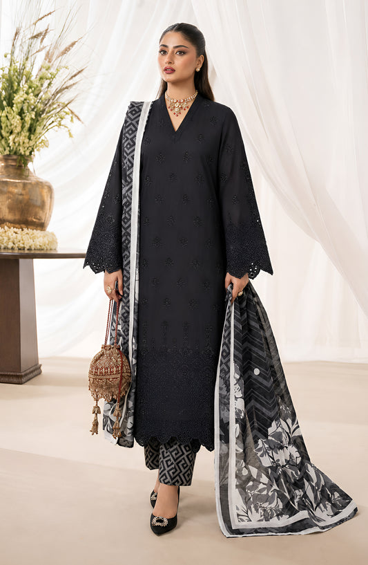 Jeem by Al Karim Chikankari Lawn Unstitched 3 Piece Suit - D-02 - AK26TWJ - Black - Summer Collection