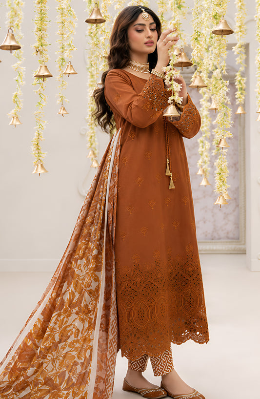 Jeem by Al Karim Chikankari Lawn Unstitched 3 Piece Suit - D-05 - AK26TWJ - Rust - Summer Collection