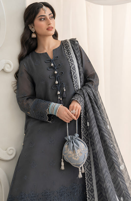 Jeem by Al Karim Chikankari Lawn Unstitched 3 Piece Suit - D-06 - AK26TWJ - Grey - Summer Collection
